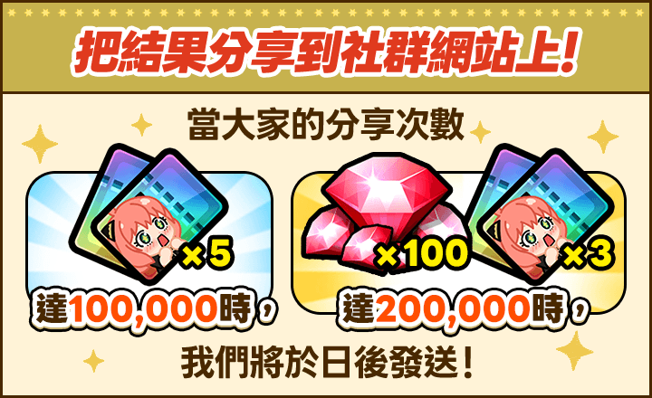 把結果分享到社群網站上！